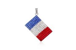 Pendant silver and Preciosa Crystal flag France