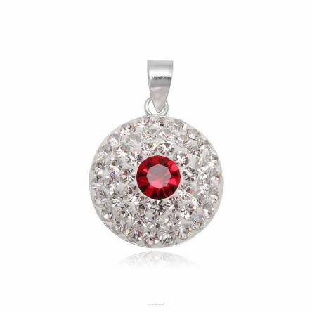 Wisiorek srebrny Kolko Flaga Japonii a'la Swarovski