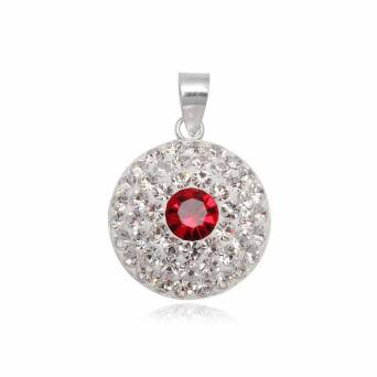 Wisiorek srebrny Kółko Flaga Japonii a'la Swarovski