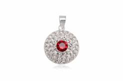 Wisiorek srebrny Kółko Flaga Japonii a'la Swarovski