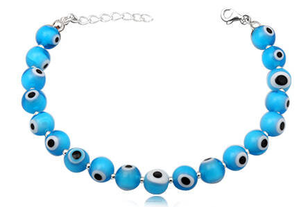 Srebrna Bransoletka Błekitna Evil Eye
