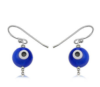 Earrings silver Evil Eye dark blue