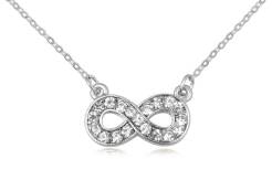 Pendant infinity with big crystals silver colour with chain