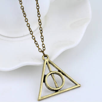 Naszyjnik Duże Insygnia Śmierci retro Harry Potter 48 cm stare złoto