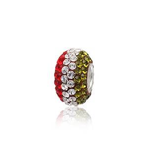 Zawieszka srebro beads z a'la Swarovski Flaga Węgier