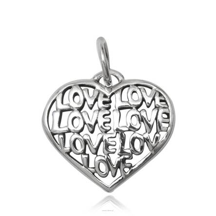 srebrny wisiorek serce milosci love