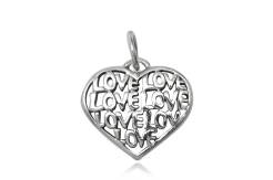Silver pendant - HEART LOVE