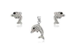 Silver set for children with Preciosa Crystals DOLPHINS