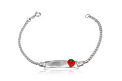 Bracelete Silver for chidren with Red Strawberry