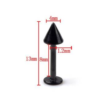 Kolczyk stalowy czarny do piercingu labret Stożek 4 mm