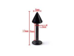 Kolczyk stalowy czarny do piercingu labret Stożek 4 mm