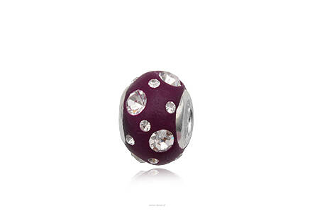 Srebrna Zawieszka Beads Fioletowa z Krysztalkami