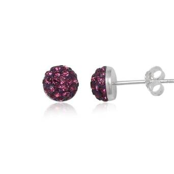 Srebrne Kolczyki Preciosa Półkule fiolet 6 mm