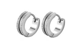 Kolczyki stalowe unisex kółka srebrne piaskowane 1,3 cm