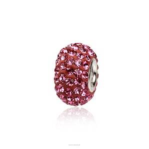 Srebrna Zawieszka Modul a'la Swarovski sredni rozowy