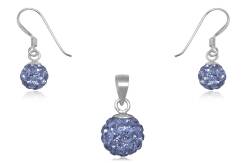Komplet srebrny kulki a'la Swarovski fiolet
