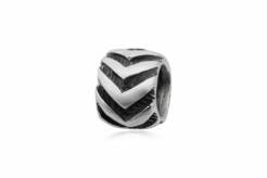 Silver bead for bracelet with bent pattern