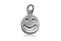 Pendant silver round Smiley Face 3D