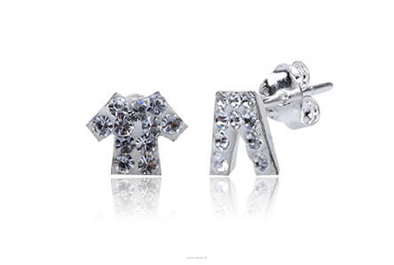 Kolczyki  Ubranka z krysztalkami Swarovski białe wkrety
