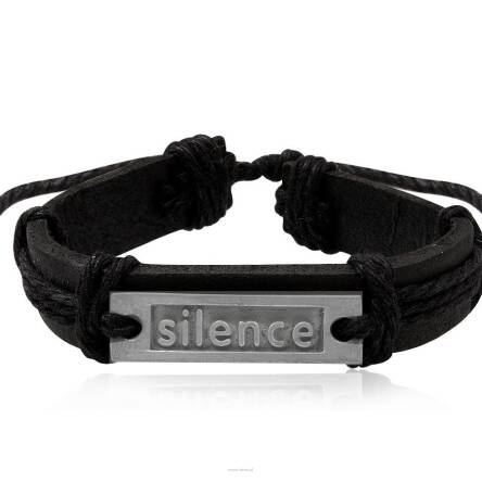 bransoletka czarna skorzana cisza silence