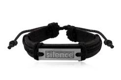 Bransoletka skórzana czarna Silence