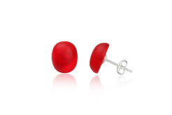 Srebrne kolczyki wkręty owalne RED OVAL