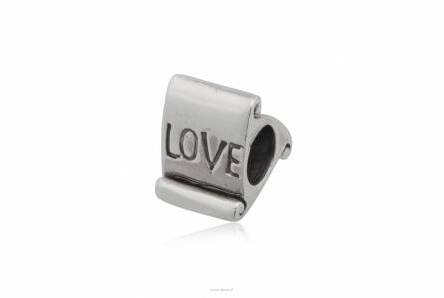 Srebrna Zawieszka modulowa LOVE na zwoju