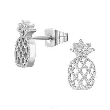 Kolczyki stal chirurgiczna 316L Ananas efekt brokatu wkręty
