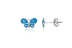 Silver earrings for children Blue Butterfly