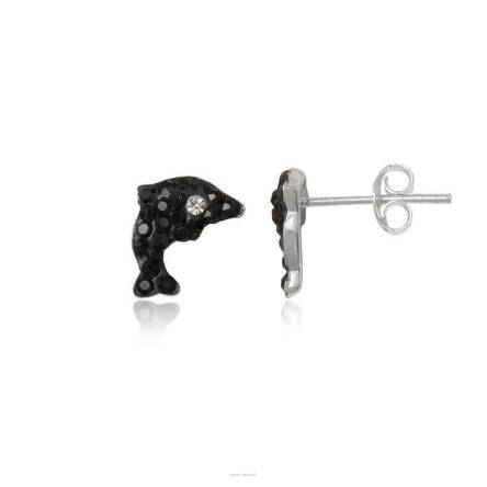 Silver earrings for children Preciosa black DOLPHINS