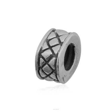 Silver bead for bracelet ellipse Crosses