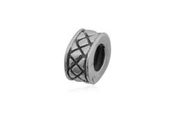 Silver bead for bracelet ellipse Crosses