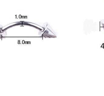 Kolczyk stalowy srebrny banan stożki 4 mm do piercingu  usta brwi nos