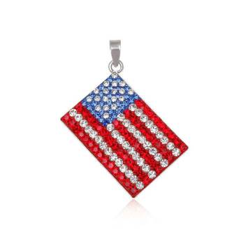 Wisiorek srebrny Flaga USA kryształki