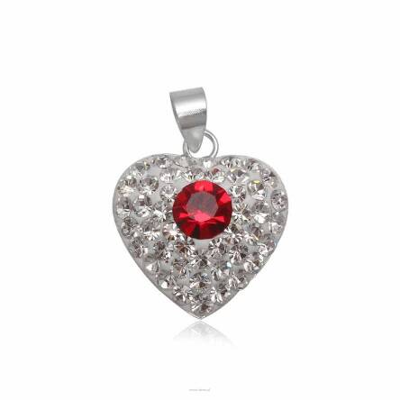 Wisiorek srebrny Serce Flaga Japonii a'la Swarovski