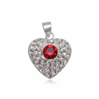 Wisiorek srebrny Serce Flaga Japonii a'la Swarovski