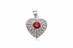 Wisiorek srebrny Serce Flaga Japonii a'la Swarovski
