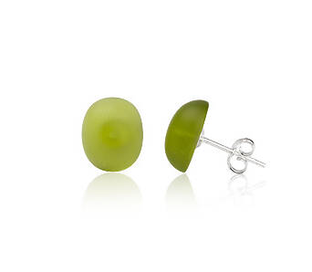 Earrings silver with Euroglass Green Oval