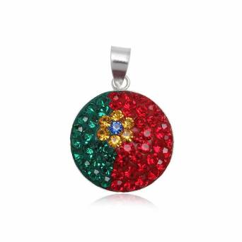 Wisiorek srebrny Kółko Flaga Portugalii a'la Swarovski