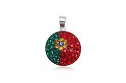 Wisiorek srebrny Kółko Flaga Portugalii a'la Swarovski