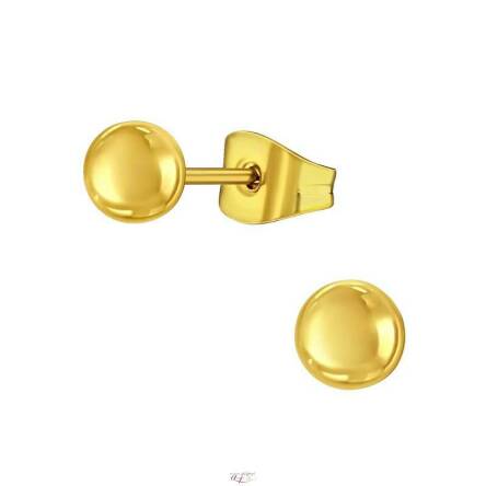 Kolczyki stal szlachetna kulka złota pozłacana 4 mm