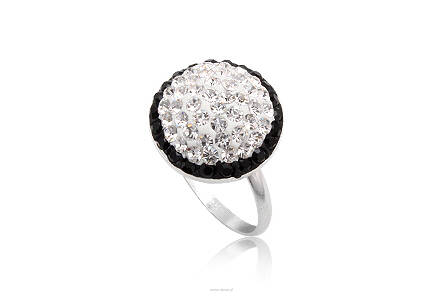Srebrny pierscionek Czarno - Bialy Swarovski