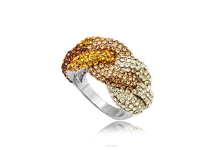 Pierscionek warkocz Swarovski Crystal Zloty Braz