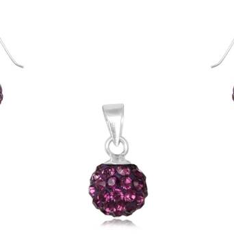 Komplet srebrny kulki a'la Swarovski stary róż 8 mm