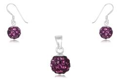 Komplet srebrny kulki a'la Swarovski stary róż 8 mm