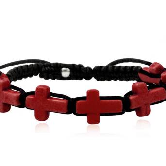 Bransoletka Shamballa z czerwonymi krzyżykami