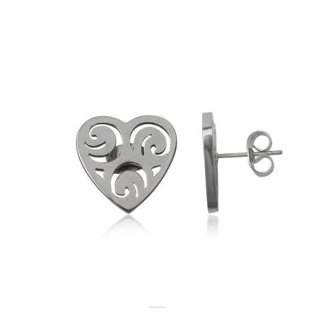 Earrings Steel Big Hearts Openwork 