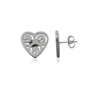 Earrings Steel Big Hearts Openwork 