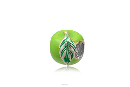 Srebrna Zawieszka z Emalia beads Zielone Jablko