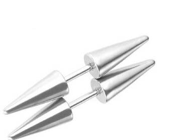 Kolczyki stalowe 316L srebrne Punk 2 kolce 2,4 cm